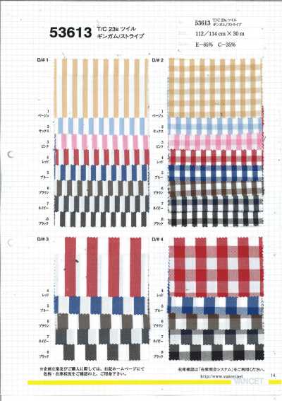 53613 T/C23S Vải Twill Gingham/kẻ Sọc