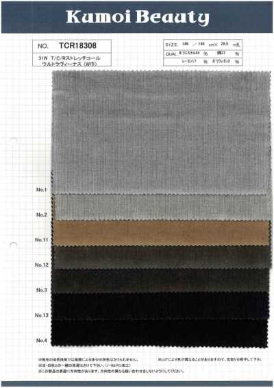 TCR18308 31W Corduroy polyester cotton rayon co giãn, xử lý wash đặc biệt (khổ rộng)