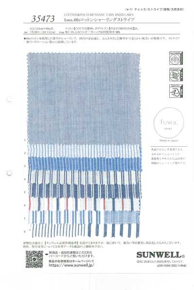35473 Fuwa. Cotton 60s shirring kẻ sọc