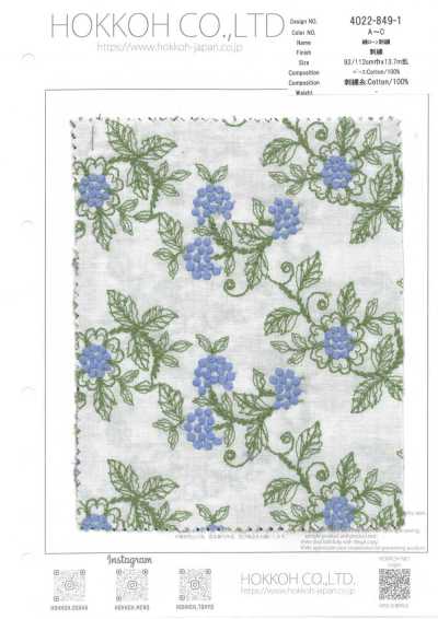 4022-849-1 Vải Cotton Lawn Thêu