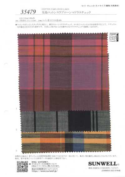 35479 Vải Cotton Slub Lawn Nhuộm Sợi Kẻ Caro Madras