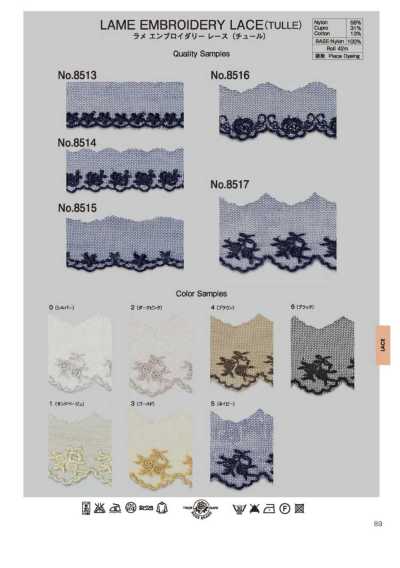 8517 Ren Thêu Kim Tuyến (Vải Tuyn) (Khoảng 45MM)