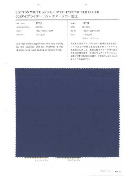 1263 60s vải cotton typewritter JSS + xử lý airflow