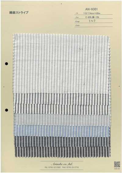 AN-9301 Cotton Sợi Gai Kẻ Sọc
