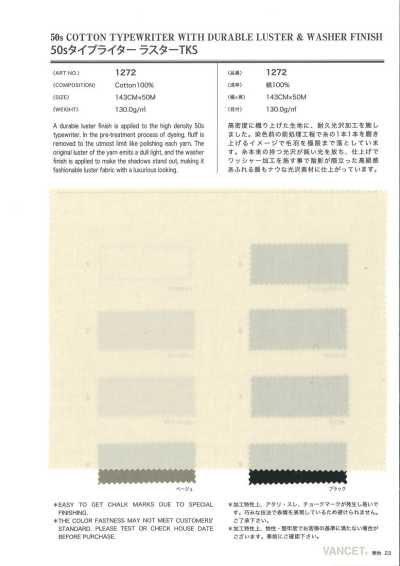 1272 Vải Cotton Typewritter 50S Luster TKS