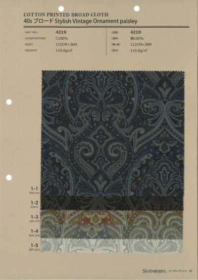4219 SEVENBERRY® vải broadcloth 40s họa tiết paisley trang trí vintage sành điệu