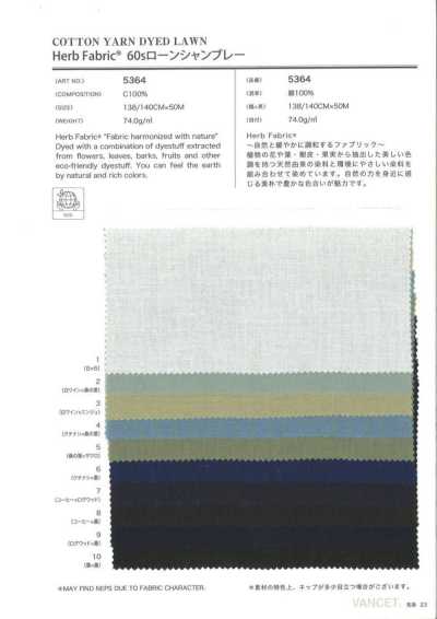 5364 Herb Fabric Vải Cotton Lawn Chambray