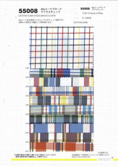 55008 Vải broadcloth chải kỹ 40s kẻ caro Madras