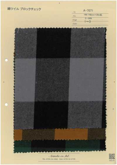 A-7071 Cotton Twill Kẻ Caro Khối
