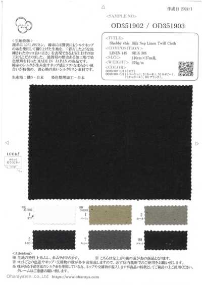 OD351902 Vải Twill Linen Nep Lụa Phong Cách Shabby Chic (Trắng Ngà)