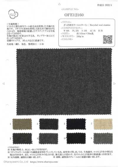 OFE12160 Etamine Len Tái Chế Thô