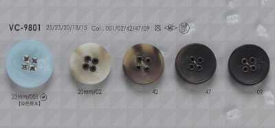 VC9801 Cúc 4 Lỗ Mặt Trước Bằng đồng Thau/nhựa Resin