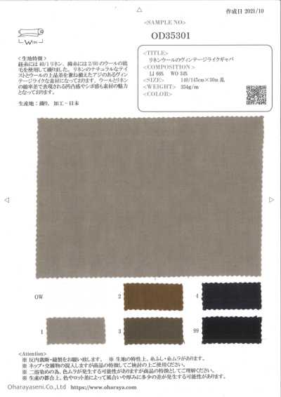 OD35301 Vải Gabardine Kiểu Vintage Bằng Linen Wool