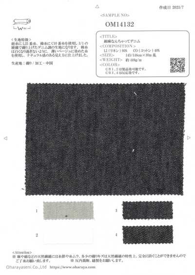 OM14132 Vải Bò Giả Cotton Và Sợi Gai