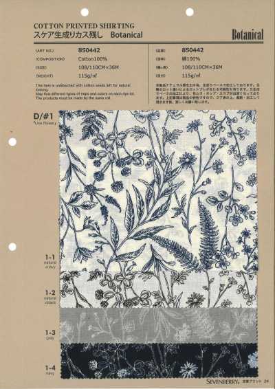850442 SEVENBERRY® Vải Skea Màu Mộc Còn Xơ Bông Botanical Line Flower