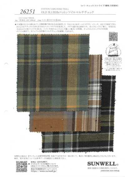 26251 OLD SLUB10s Cotton Twill Kẻ Caro đa Màu
