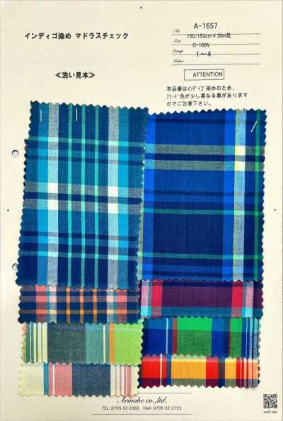 A-1657 Kẻ Caro Madras Nhuộm Indigo