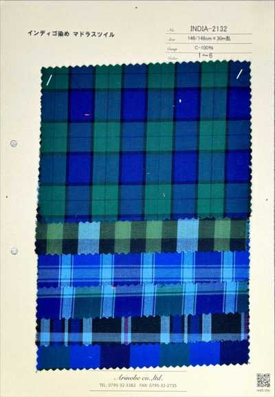 INDIA-2132 Vải Twill Madras Nhuộm Indigo