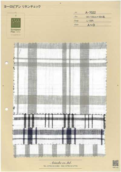 A-7022 Vải Lanh Châu Âu Kẻ Caro