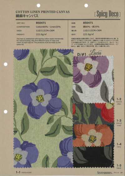 850471 SEVENBERRY® Vải Bố Canvas Cotton Sợi Gai Spicy Deco Lucia
