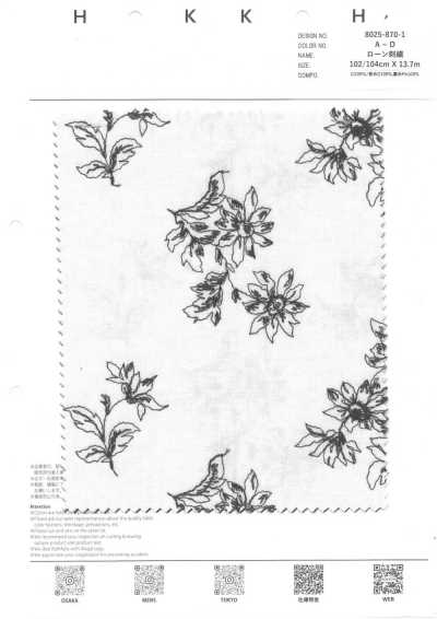 8025-870-1 Thêu Trên Vải Cotton Lawn