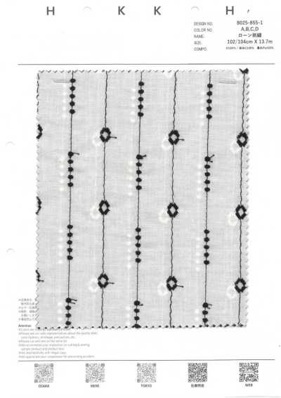 8025-855-1 Thêu Trên Vải Cotton Lawn