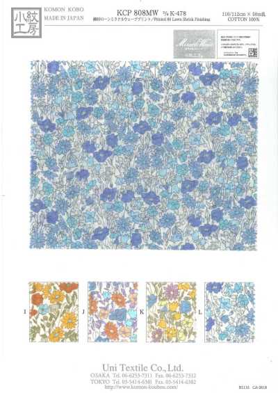 KCP808MW-DK-478 Vải Cotton 80s Lawn In Họa Tiết Miracle Wave