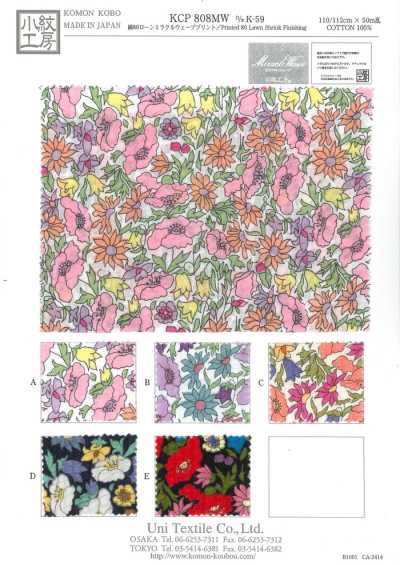 KCP808MW-DK-59 Cotton 80 Vải Cotton Lawn In Miracle Wave