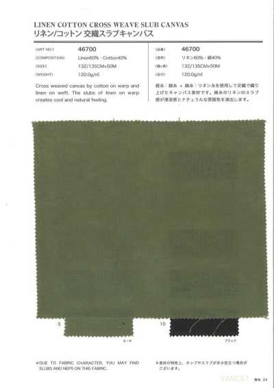 46700 Vải Bố Canvas Slub Dệt Xen Kẽ Linen/cotton