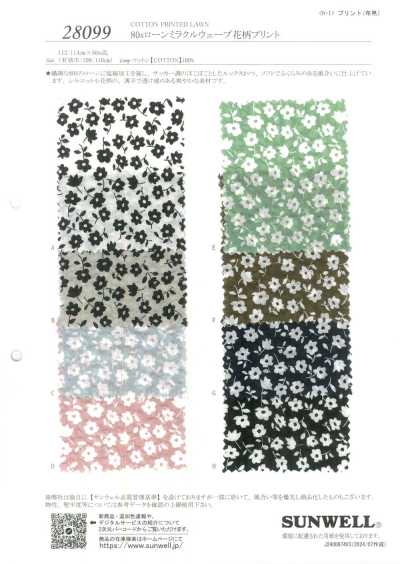 28099 Vải cotton lawn 80s Miracle Wave in hoa