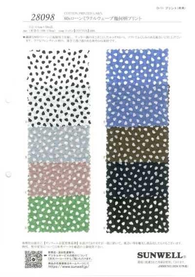 28098 Vải cotton lawn 80s Miracle Wave in họa tiết hình học