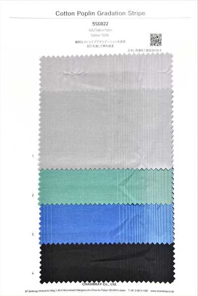 5SG022 Vải Cotton Poplin Kẻ Sọc Chuyển Màu Gradient