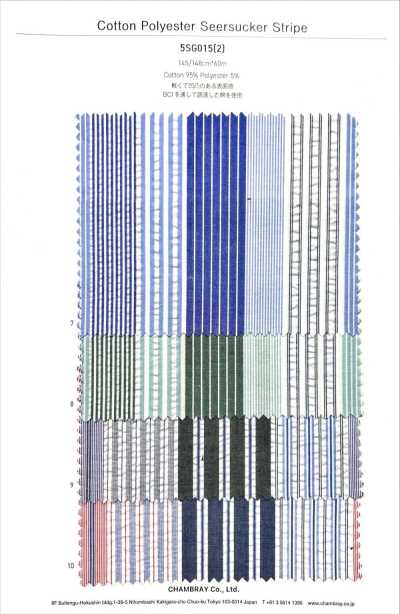 5SG015(2) Vải Sọc Nhăn Cotton/Polyester Kẻ Sọc