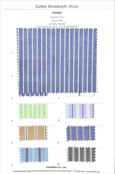 5SG002 Vải Broadcloth Cotton Kẻ Sọc