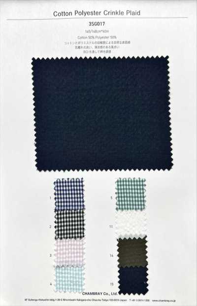 3SG017 Cotton/Polyester Kẻ Caro Nhăn