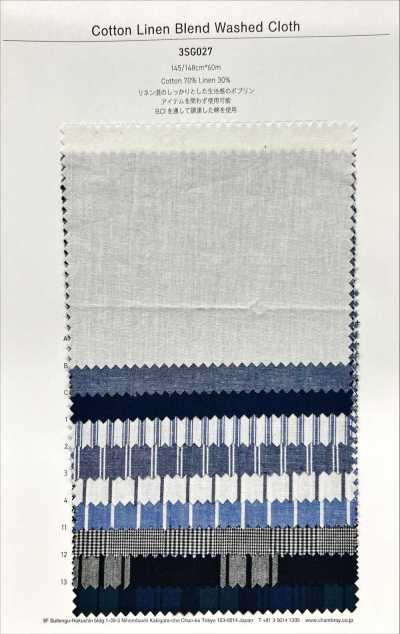 3SG027 Vải Pha Cotton/linen đã Giặt