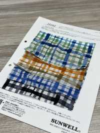 28102 80 Vải Cotton Lawn Chỉ In Họa Tiết Sóng Kỳ Diệu Kẻ Caro Bãi Cỏ SUNWELL Ảnh phụ
