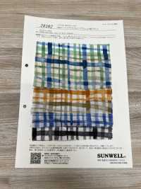 28102 80 Vải Cotton Lawn Chỉ In Họa Tiết Sóng Kỳ Diệu Kẻ Caro Bãi Cỏ SUNWELL Ảnh phụ