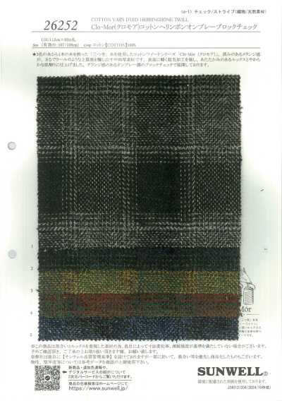 26252 Clo-Mor Cotton Herringbone Nhuộm Ombre Kẻ Caro Khối