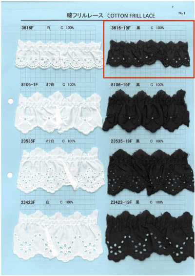 3616-19F Đăng Ten Bèo Nhún Cotton