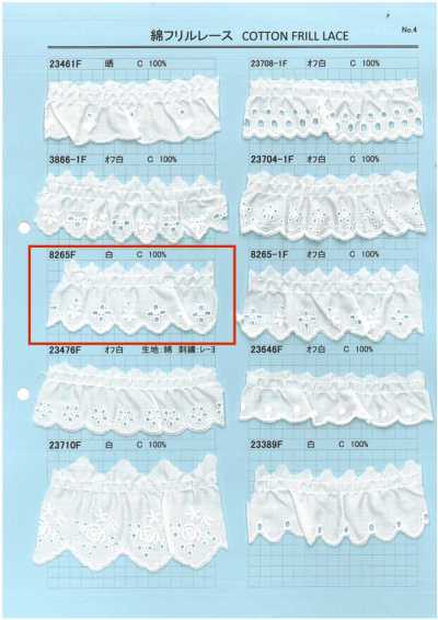 8265F Ren / Đăng Ten Bèo Nhún Bằng Cotton