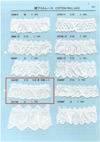 23476F Đăng Ten Bèo Nhún Cotton