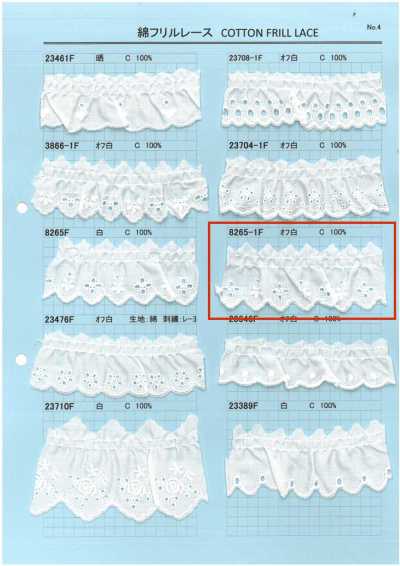 8265-1F đăng Ten Bèo Nhún Cotton