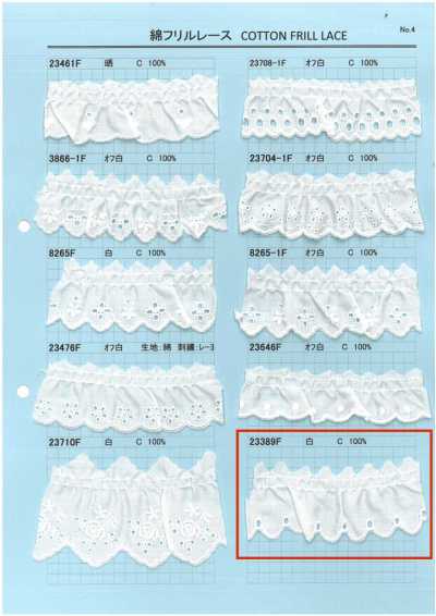 23389F Ren / Đăng Ten Bèo Nhún Cotton