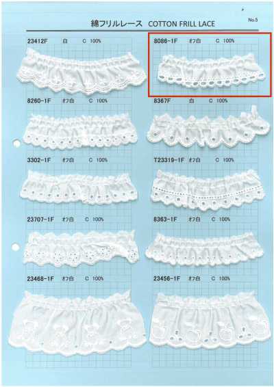 8086-1F Đăng Ten Bèo Nhún Cotton