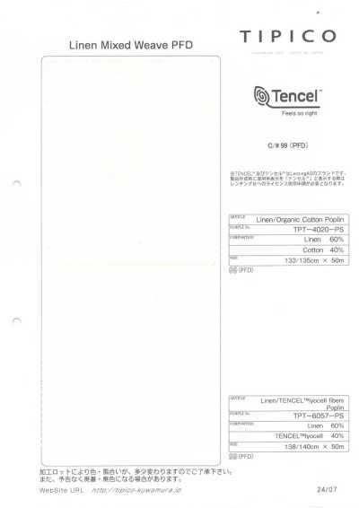 TPT-6057-PS Poplin Linen X Tencel P đã Tẩy