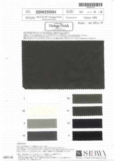 SBW2550H 40/2 Vải Weather Hoàn Thiện Vintage