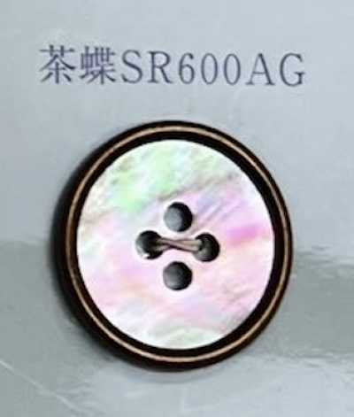 SR600AG Cúc Vỏ Trai Trà điệp 4 Lỗ Có Viền