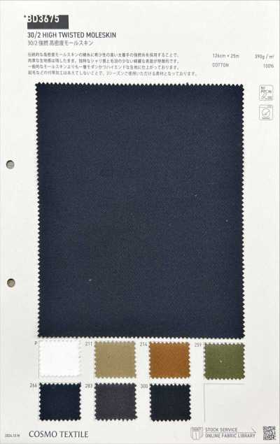 BD3675 Vải Cotton Moleskin Mật độ Cao, Sợi 30/2 Xoắn Mạnh