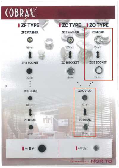 ZO-A/B/C/D COBRAX® ZO Bộ 4 Món (Mũ đinh/ổ Cài/chốt đực/trụ)